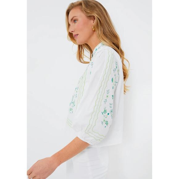 TUCKERNUCK Hyacinth House Green Embroidery Erin Blouse NWT Size XS - Picture 3 of 13